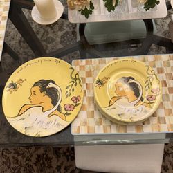 Paul Gauguin Leda and the swan art plates Gauguin France  - 6 regular and one large platter 