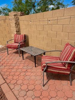 Red outdoor patio set