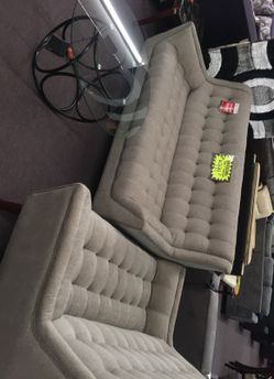 Grey modern sofa and loveseat