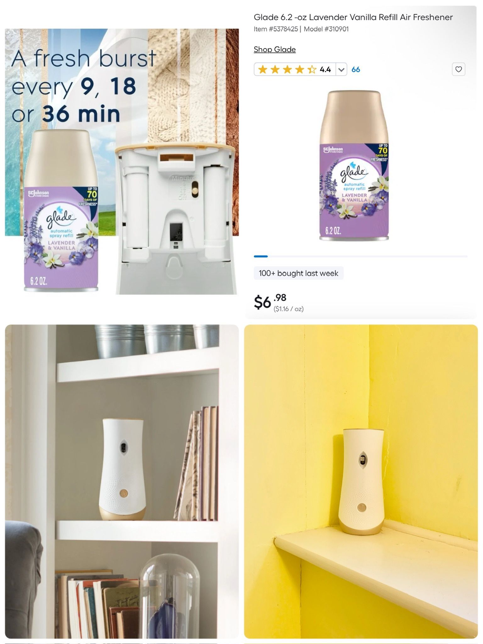 Set Of 2 Glade Lavender Vanilla Air Freshener Sprays