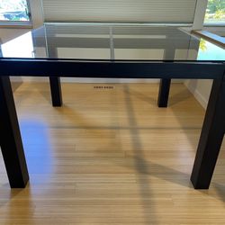 Dining Table - Dark Wood w/ Glass Top