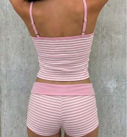 Pink Striped Crop Top and Shorts Set