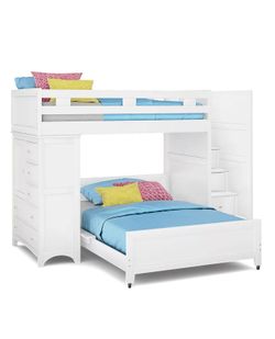 White Twin Over Full Bunk Bed With Stairs
