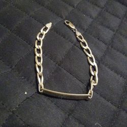 925 Silver Id Figaro Link Bracelet With Nicole Name 