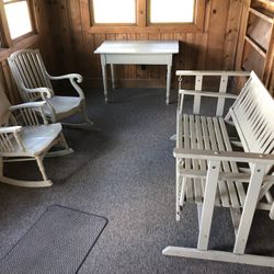 Patio picnic furniture 3-piece set 2 Rocking chairs And One table