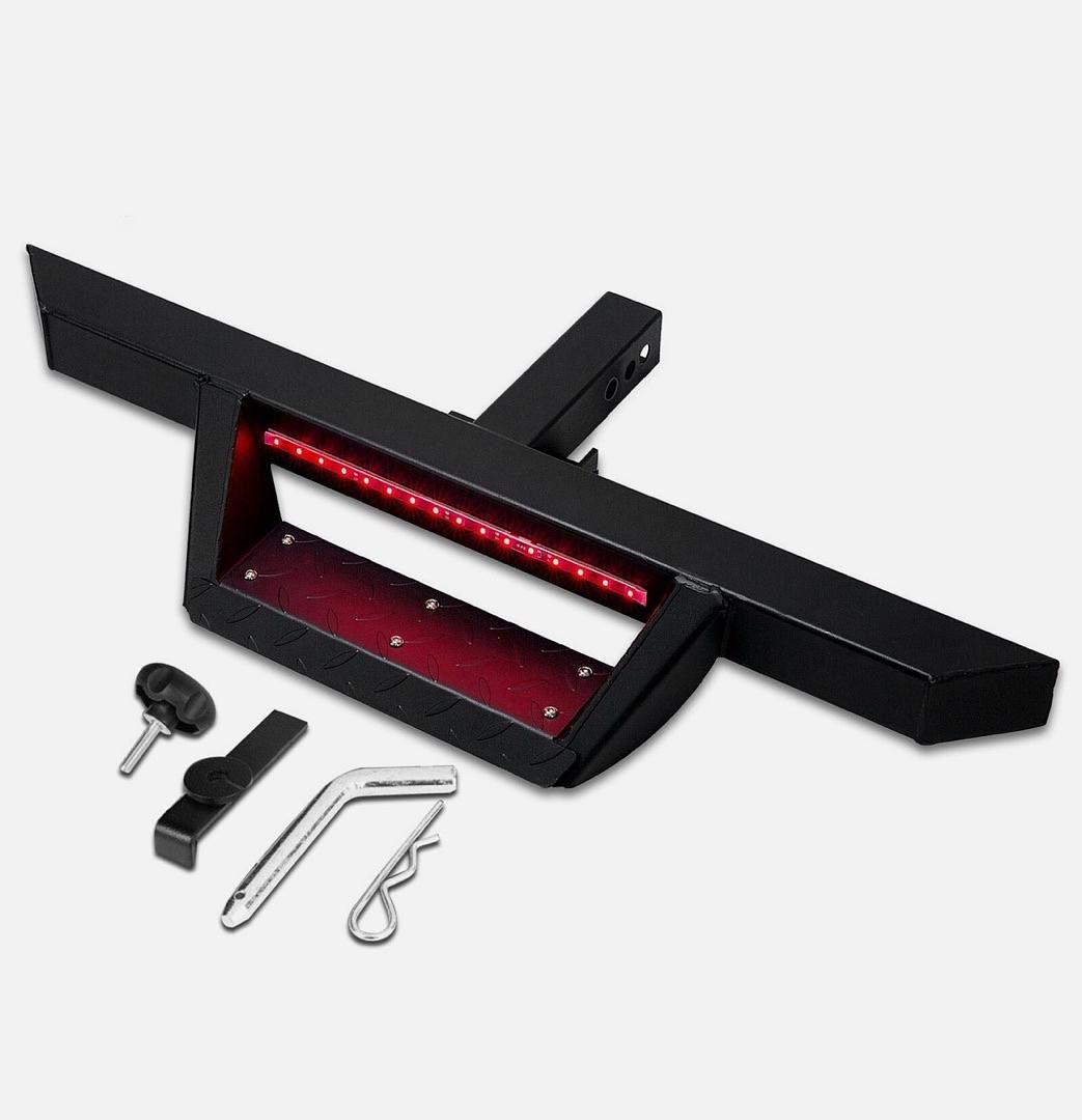 LA Zona Auto Parts 2" Trailer Hitch Receiver Step with LED Blinker Escalon para Remolque con Luz Direccional