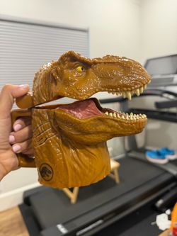 Brown Plastic T-Rex Head Storage Case – Hinged Dinosaur Organizer