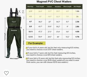 Magreel Child Chest Waders Waterproof Nylon with Boots Fishing for Sale in  Lacey, WA - OfferUp