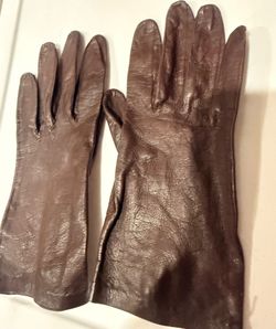 Vintage Brown Leather Gloves Made In Italy Womens Medium-
