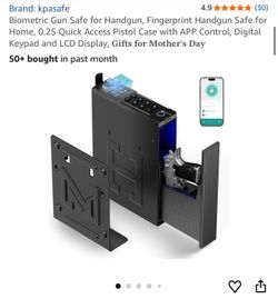 Biometric Gun Safe for Handgun, Fingerprint Handgun Safe for Home, 0.2S Quick Access Pistol Case with APP Control, Digital Keypad and LCD Display