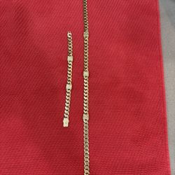 10K Yellow Gold & CZ Miami Curb Link Set