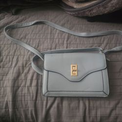 Light Blue Crossbody Bag with Gold Clasp