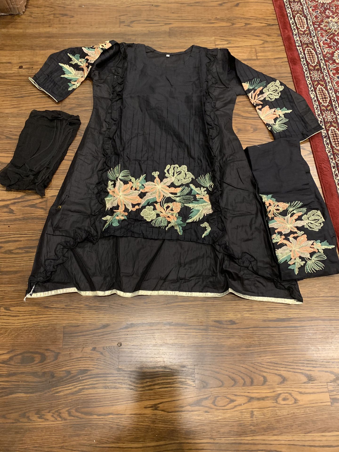 Three piece stitched embroidered lawn suit