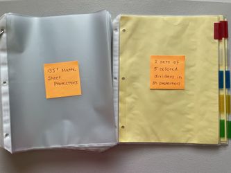 135+ Non-Glare Sheet Protectors with 2 Sets of 5 Dividers in Sheet Protectors - $16/set