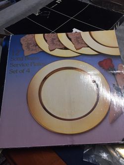 12” Solid Brass Service Plates Set of 4