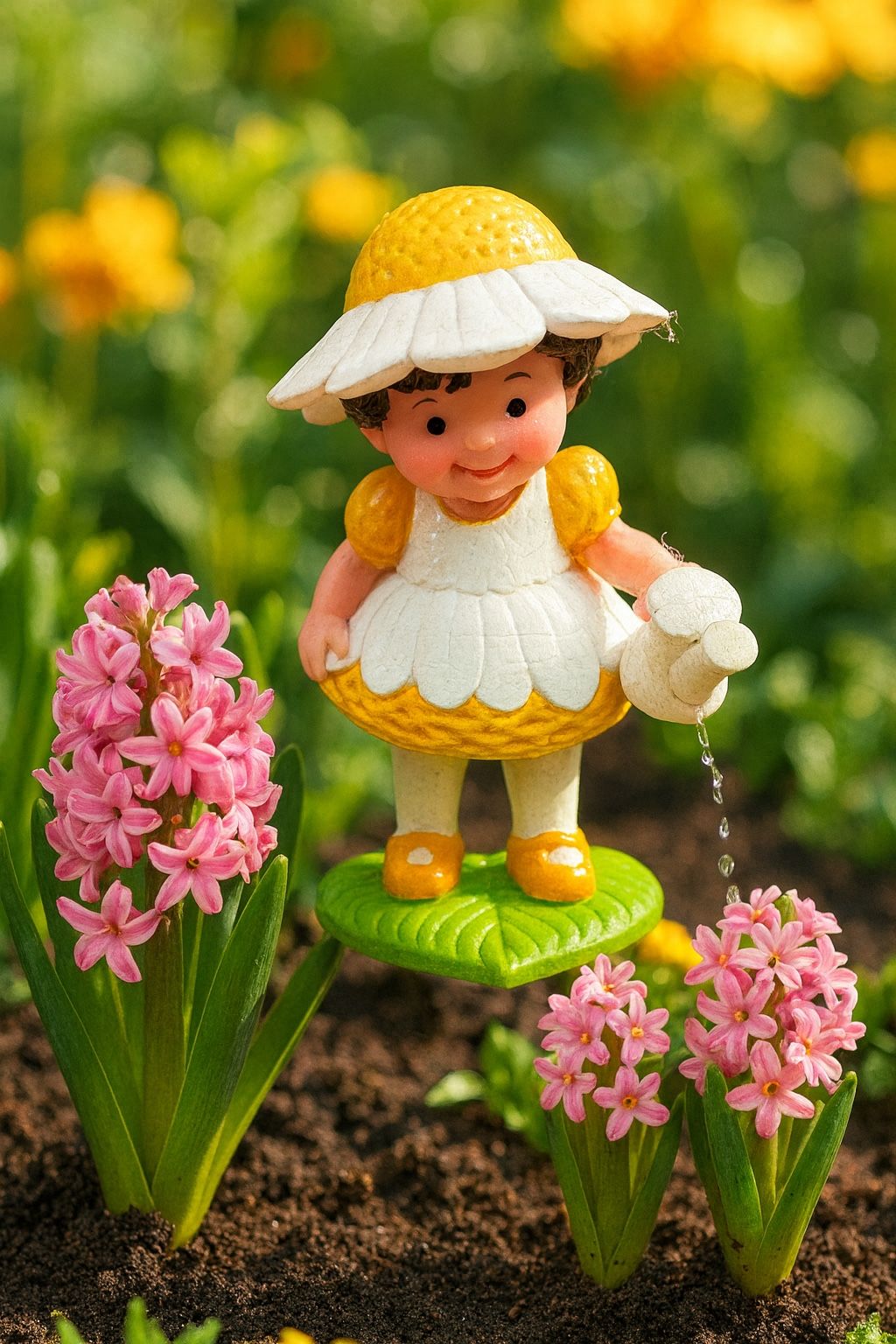 Avon Vintage 1980s Daisy Dreamer Flower Girl Figurine, 1.25x2.5”