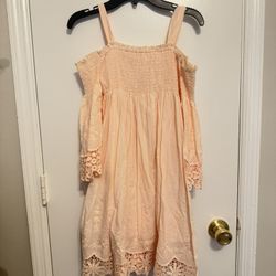 Biscotti Peach Embroidered Elegance Smocked Bodice Off The Shoulder Dress 10