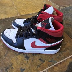 Nike Air Jordan 1 Mid Men's 8 White/Black/Red