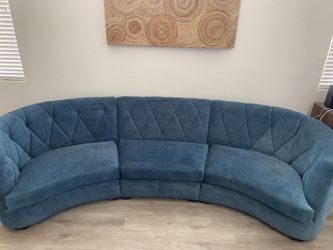 Beautiful Blue Suede Couch