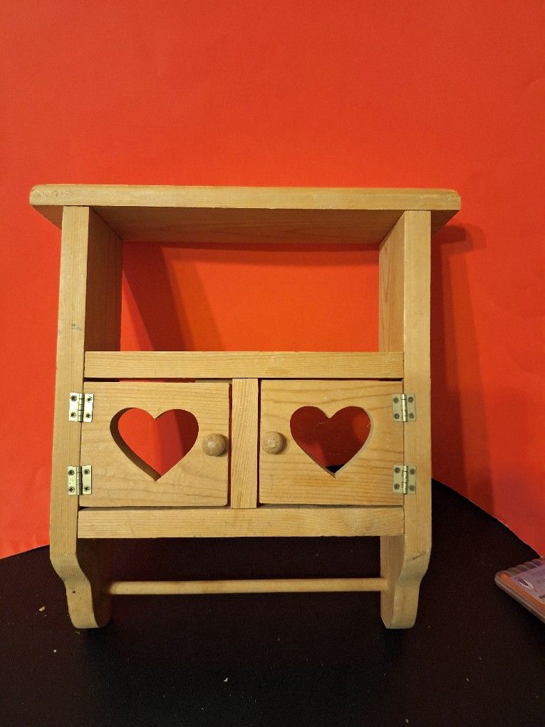 Vintage Homemade 2 Hearts Door Wood Shadow Box-$35