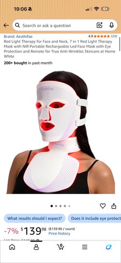 New Red Light Therapy for Face and Neck, 7 in 1 Red Light Therapy Mask with NIR Portable Rechargeable Led Face Mask with Eye Protection and Remote for