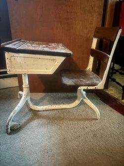 Unfinished Mid century school desk with swivel chair