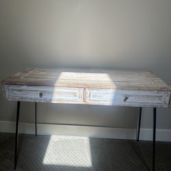 Moving Sale: Rustic wood Whitewashed finish Desk