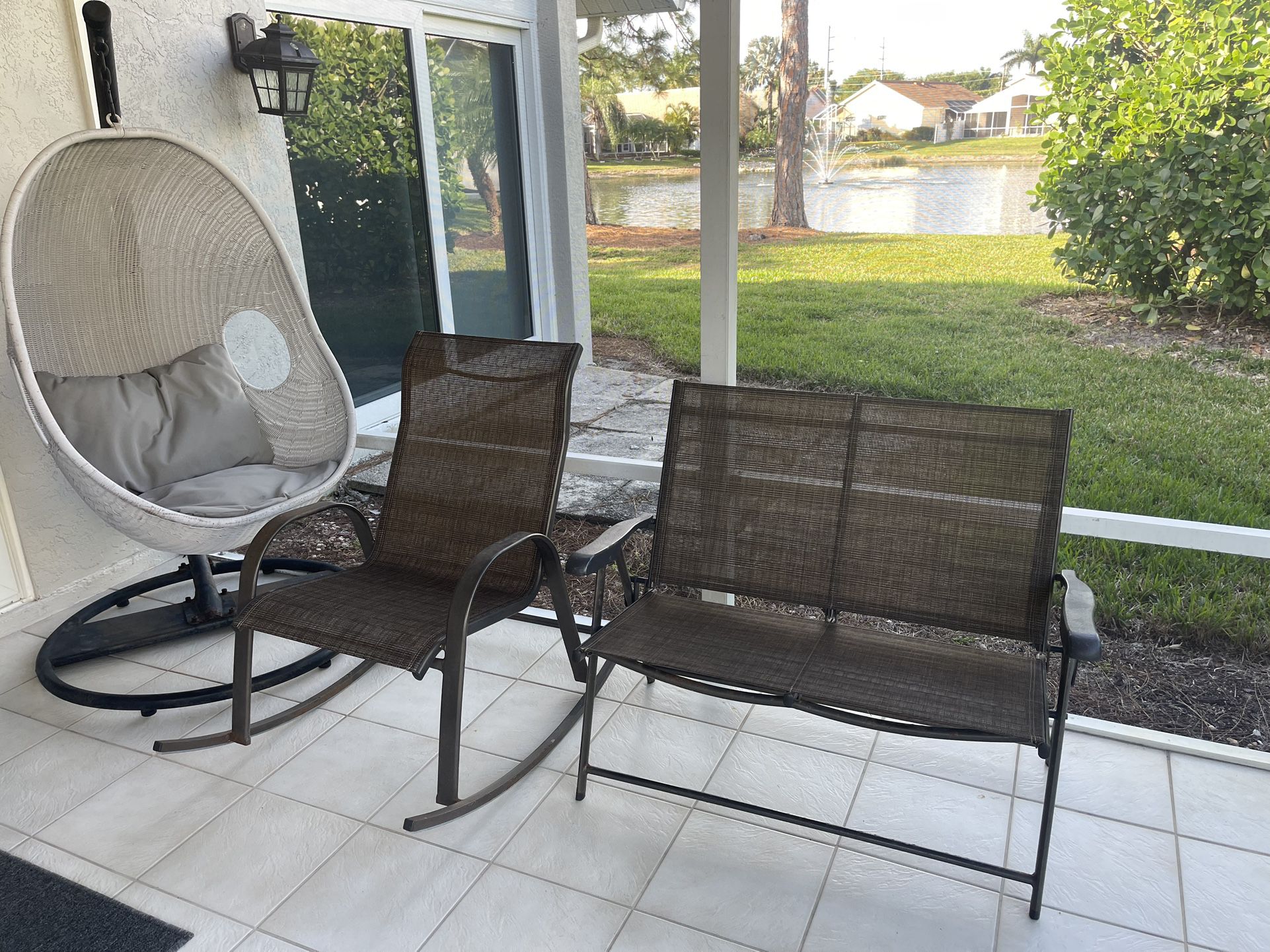 3 Patio Chairs :Hammock,Swing Egg Chair with Stand , hammock,,folding chair