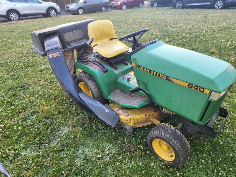 John Deere 240 Garden Tractor With Mower And Tiller