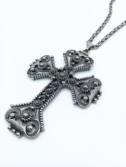 Vintage Limited Edition Silver Tone Gunmetal Gothic Goth 1974 Sarah Coventry Chain Necklace