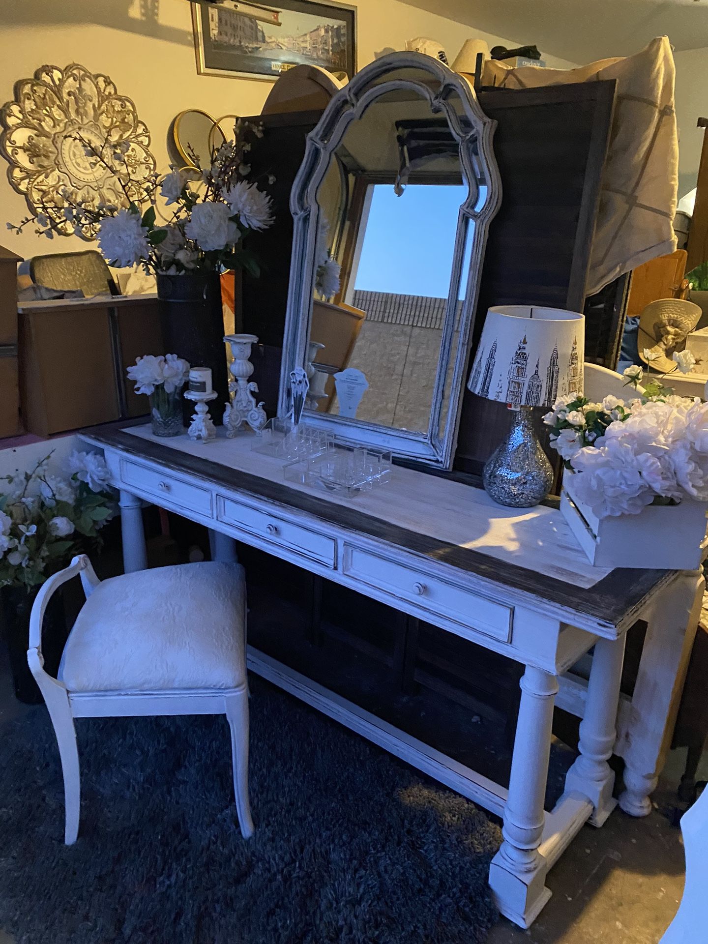 Stunning Walnut , Wood Vanity Set 70” Long 18”