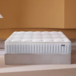 Queen Mattress 14 Inch – Real Hybrid Queen Size Mattress Memory Foam, Reinforced Edge Support, Zoned Coils and No Motion Transfer