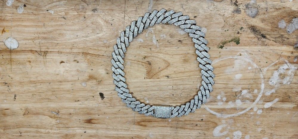 20mm Silver Moissanite Cuban Iced Out Pass Tester