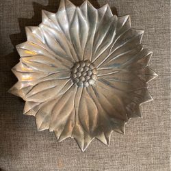 Polished Metal Sunflower Bowl/Decoration