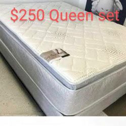 $250 Queen Pillow Mattress And Box-spring Brand New Free Delivery Same Day 