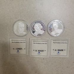 2000 Republic Of Liberia Presidents Of USA 999 Proof Silver Coins. $33 Each 