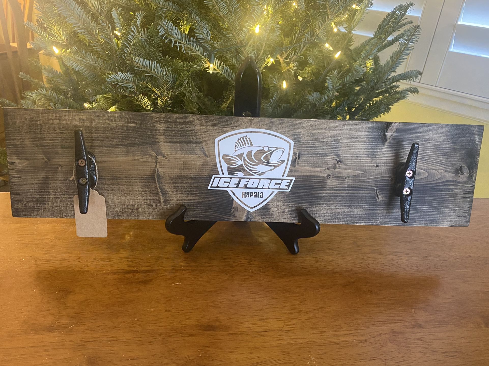 Wood Wall Mounted Boat Cleat Coat, Towel & Hat Rack - Rapala Ice Force Ice Fishing Inspired - Handmade from reclaimed wood