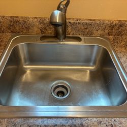 Stainless Steel Utility Sink with Brushed Nickel Pull-Down Faucet
