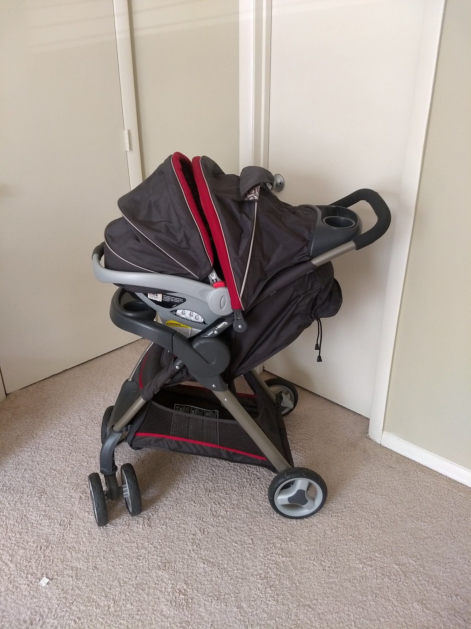 Stroller and car seat with car seat base