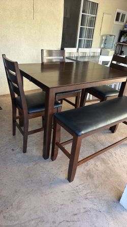Dining table and 3 Chairs one bench