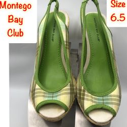 Montego Bay Club Women’s Green Plaid Wedge Shoes