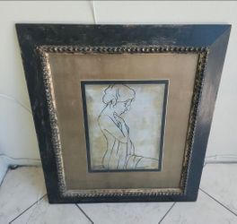 28 in wide by 30 in tall wood framed with glass wall art $3.00
