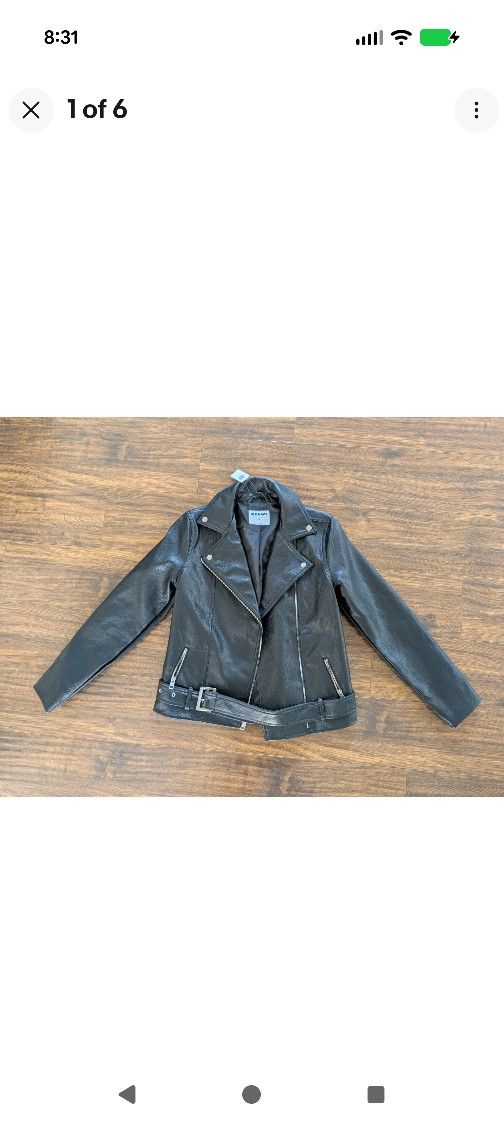 NWT Size XS Black Faux Leather Biker Black Women Jacket Old Navy