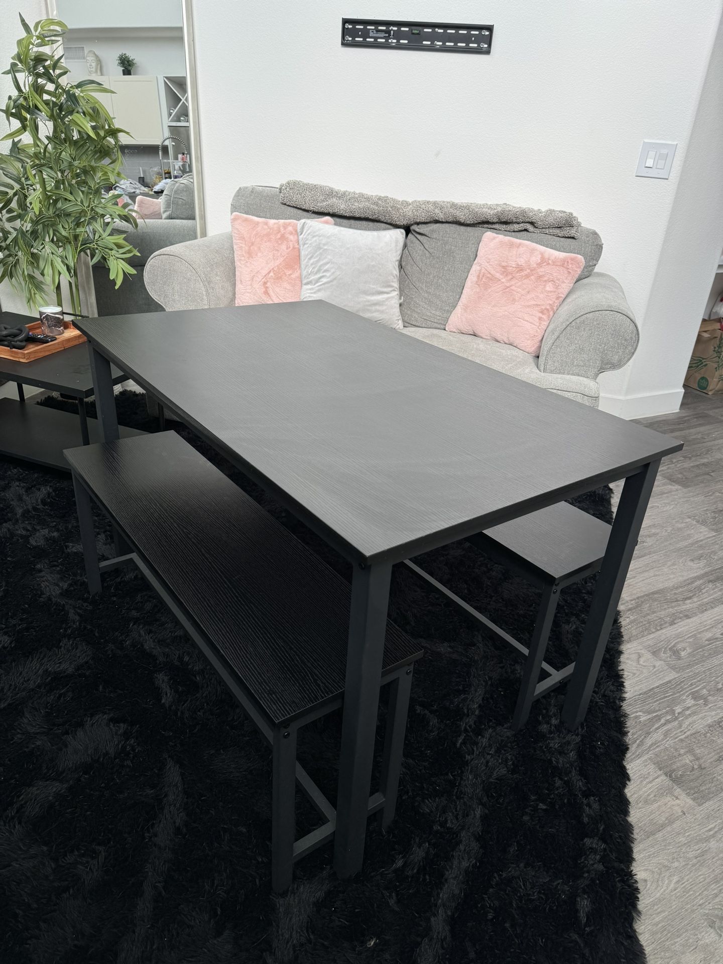 Black kitchen table with benches 