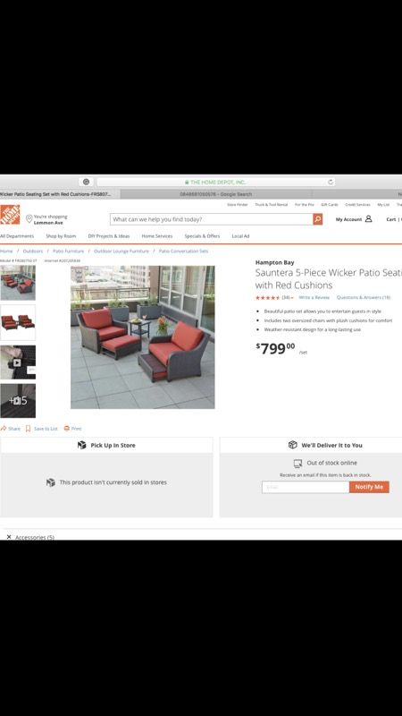 Hampton Bay Sauntera 5 Piece Wicker Patio Seating Set With Bare Open In The Appcontinue To Mobile Website