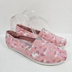 Toms Alpargata Almond Blossom Pink Unicorn Print  Shoes Women's Size 8