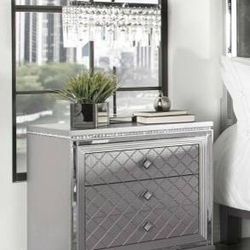 **SALE** Beautiful Metallic Nightstand with Diamond-Like Accents!
