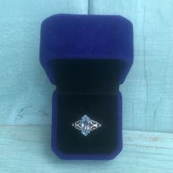 Beautiful New BBJ Sterling Silver .925 Faceted Aqua Marine Size 8 Ring 