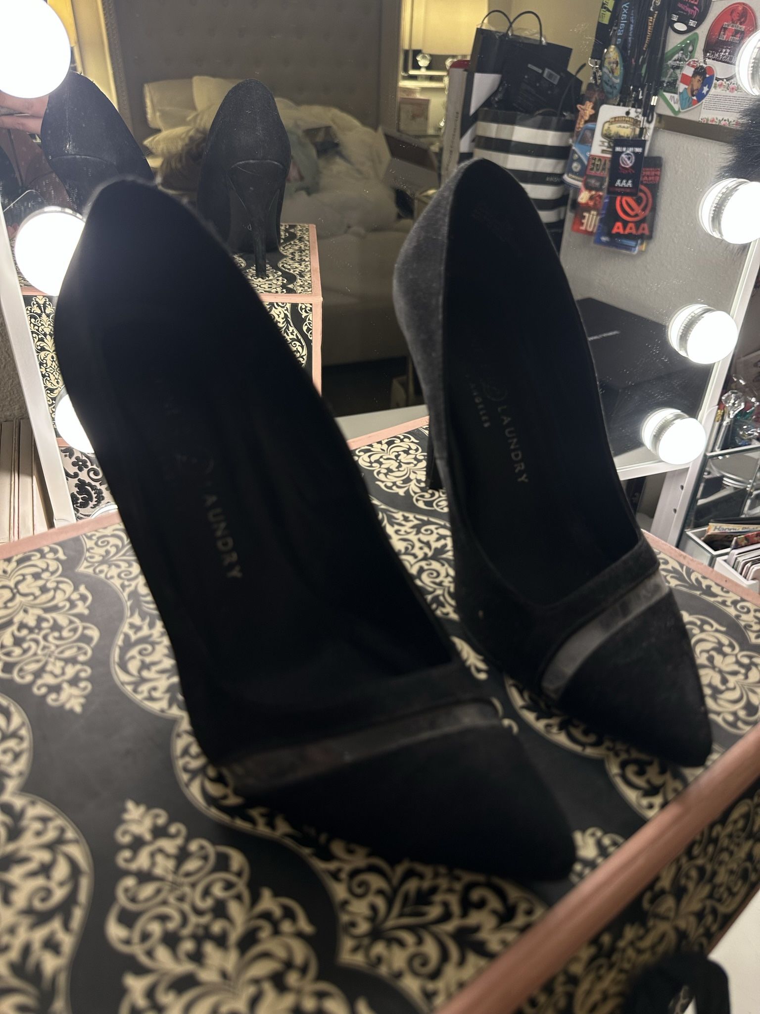 Black Suede Heels Size 7