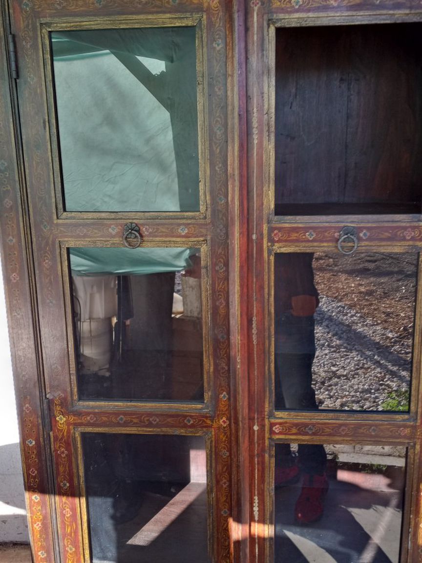 Old Antique Hand Painted China Cabinet